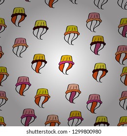 For food poster design on white, black and orange. Wrapping paper. Vector illustration. Seamless with cupcakes.
