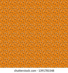 For food poster design on white, brown and orange. Vector illustration. Seamless with cupcake. Wrapping paper.