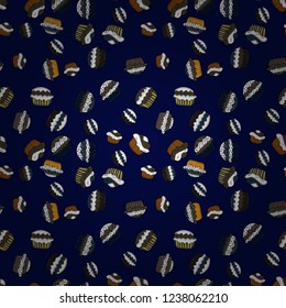 For food poster design. Vector illustration. Bright birthday pattern on blue, black and white. Seamless pattern cake.