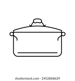 Lebensmittel Topf Kochlinie Icon Vektorgrafik. Lebensmittel Topf Kochen Zeichen. Isolierte Kontur Symbol Schwarz Illustration