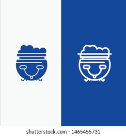 Food, Pot, Eat, American Line and Glyph Solid icon Blue banner Line and Glyph Solid icon Blue banner. Vector Icon Template background