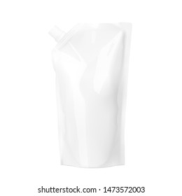 Food pouch bag mockup isolated on white background. Vector illustration. Front view. Can be use for template your design, presentation, promo, ad. EPS10.	
