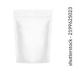 Food pouch bag mockup. Vector illustration isolated on white background. Front view. Can be use for template your design, presentation, promo, ad. EPS10.	