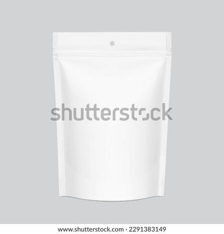 Food pouch bag mockup. Vector illustration. Front view. Can be use for template your design, presentation, promo, ad. EPS10.