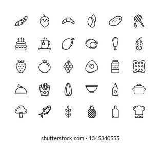 Food - Premium Quality Thin Line Icons Set. Editable Stroke. 48x48