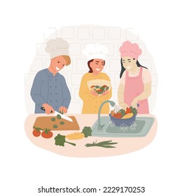 Food preparation and safety isolated cartoon vector illustration. Home economics middle school class, low cost cooking, culinary skill development, food safety, meal preparation vector cartoon.