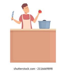 Food preparing icon cartoon vector. Domestic household. People housework