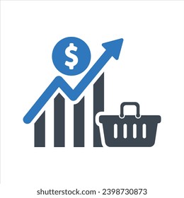 Food price growth icon. Food inflation icon