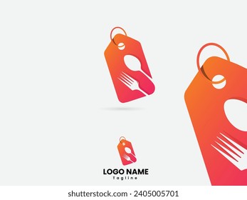 Food Price tag vector. Food price tag logo design. Business. Creative design. Food Shop logo. Spoon. Best price. Store. Shopping