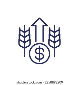 Food prices growing line icon