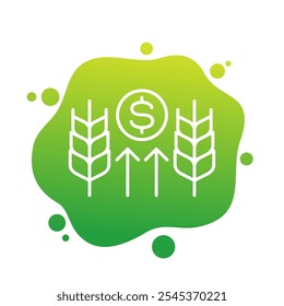 Ícone de crescimento de preços de alimentos no design de linha