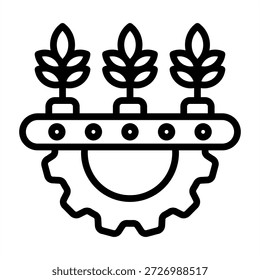 Food Processing Icon - Schwarze Umrisssymbole Stil für Landwirtschaft und Wirtschaft