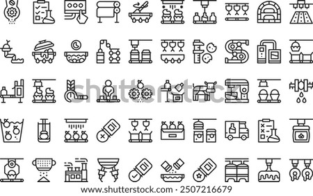 Food processing icons collection is a vector illustration with editable stroke.