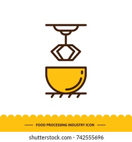 Food processing industry icon. Automated line confectionery. Dough mixer. Vector illustration in modern style