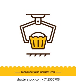 Food processing industry icon. Automated line confectionery. Vector illustration in modern style