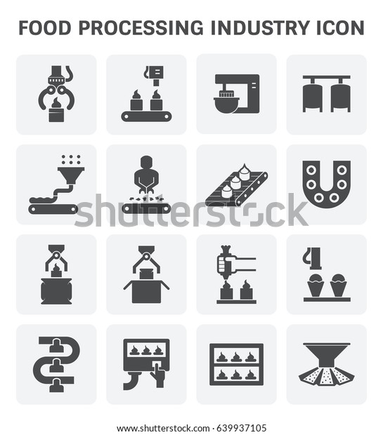 食品加工業と工場内生産ラインのベクター画像アイコン のベクター画像素材 ロイヤリティフリー