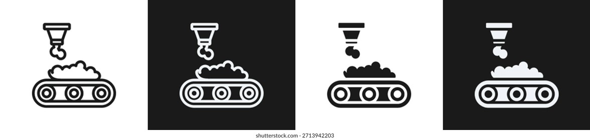 Línea De Procesamiento De Alimentos N Estilo De Icono De Glifo En Fondo Blanco Y Negro
