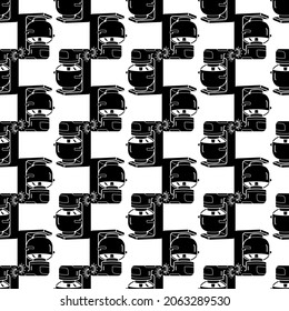 Food processor equipment pattern seamless background texture repeat wallpaper geometric vector