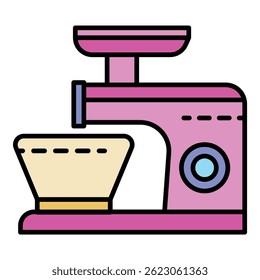 Food processor icon. Outline food processor vector icon color flat isolated