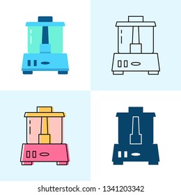 Food processor icon set in flat and line styles