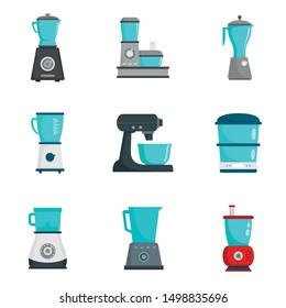 Food processor icon set. Flat set of food processor vector icons for web design