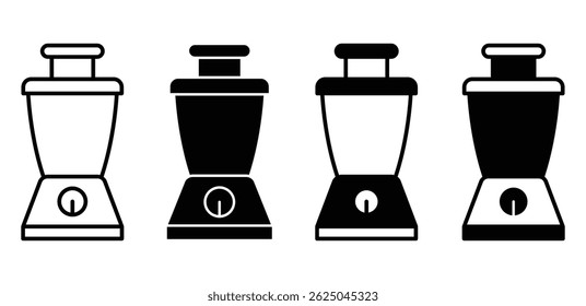 Food Processor Icons Set Minimalist Silhouettes of Kitchen Appliances Black and White Vector Design