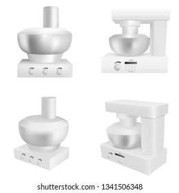 Food processor icons set. Realistic set of food processor vector icons for web design isolated on white background
