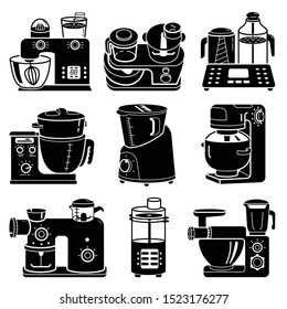 Food processor icons set. Simple set of food processor vector icons for web design on white background