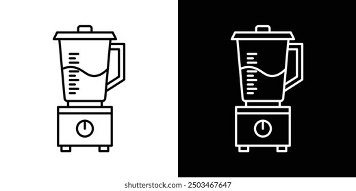 Food processor thin line vector icon set.