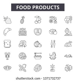 Food products line icons, signs set, vector. Food products outline concept, illustration: food,product,isolated,healthy