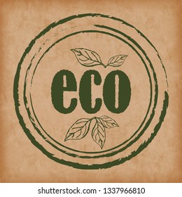 Food products packaging icons, organic natural eco and bio products  round emblem, painted icon for natural products packaging, Eco sign, ecological tag circle stamp, logo shape label design.Eps10 Vec