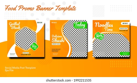 Food Promo Sale Design Marketing set banner square template social media post