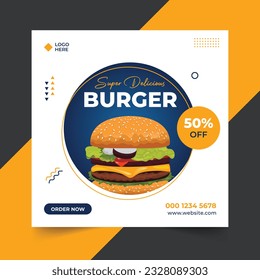 food promotion social media post or web banner template design template. Restaurant social media banner vector illustration