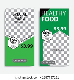 Food promotion template. Nice vector graphics for cafe or restaurant, food court, online shop etc.