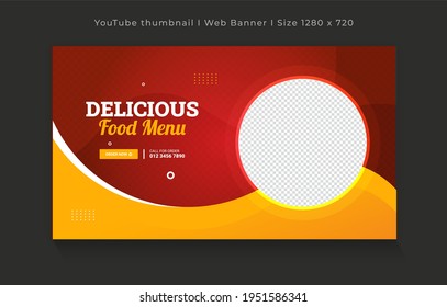 Food Promotion YouTube Video Thumbnail And Web Banner Template