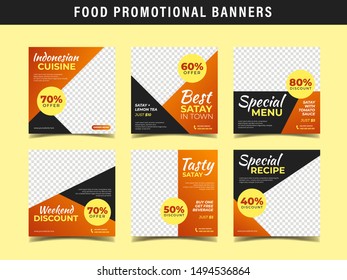 Food promotional banner for indonesian satay restaurant