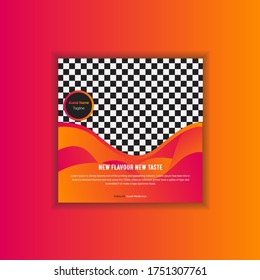 Food Promotional Colorful Social Media Post Banner Template and Vector Illustration