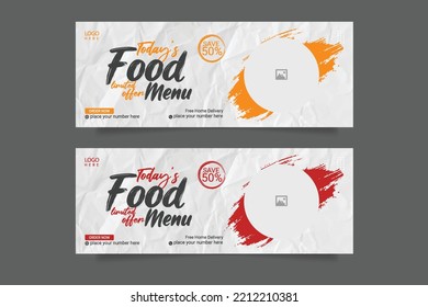 Food Promotional social media  cover banner template design, Set of modern flat restaurant business social cover, banner, social media post, timeline cover, web banner, template design