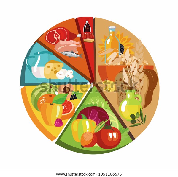 Food Pyramid Form Pie Chart Recommendation Stock Vector Royalty Free 