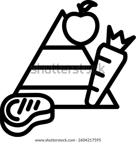 Food Pyramid Icon Line Vector Illustration