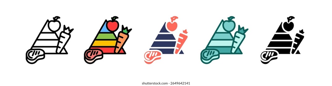 Ícone de pirâmide alimentar Ilustração de vetor múltiplo