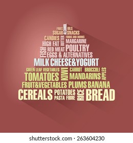 Food pyramid with shadow. Vector illustration.