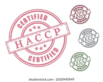Food Quality Assurance Stamp Set, HACCP Compliance Vector Labels