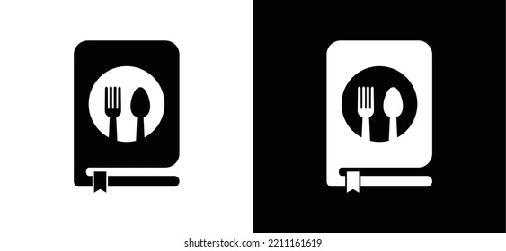 Food recipe book icon vector. Cooking learning book or cooking guide or menu sign symbol silhouette