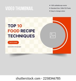 Food recipe creative video thumbnail banner template design