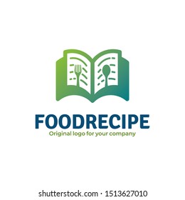Food recipe logo. Creative book logo design inspiration. can be used as symbols, brand identity, company logo, education icons, or others. Color and text can be changed according to your need.