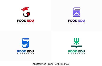 Receta de alimentos Diseños de logotipos vectores de concepto para educación alimentaria Símbolo del logotipo de Studio