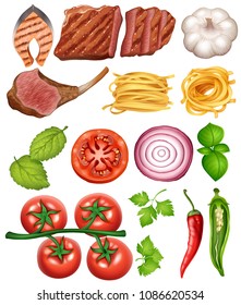 Food and Recipe on White Background illustration