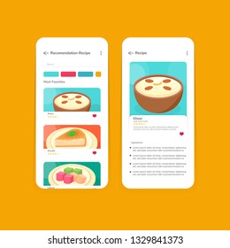 Food Recipes UI Design Vector Illustration Kits Template