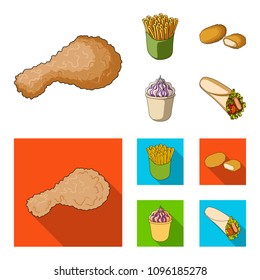 Food, refreshments, snacks and other web icon in cartoon,flat style.Packaging, paper, potatoes icons in set collection.